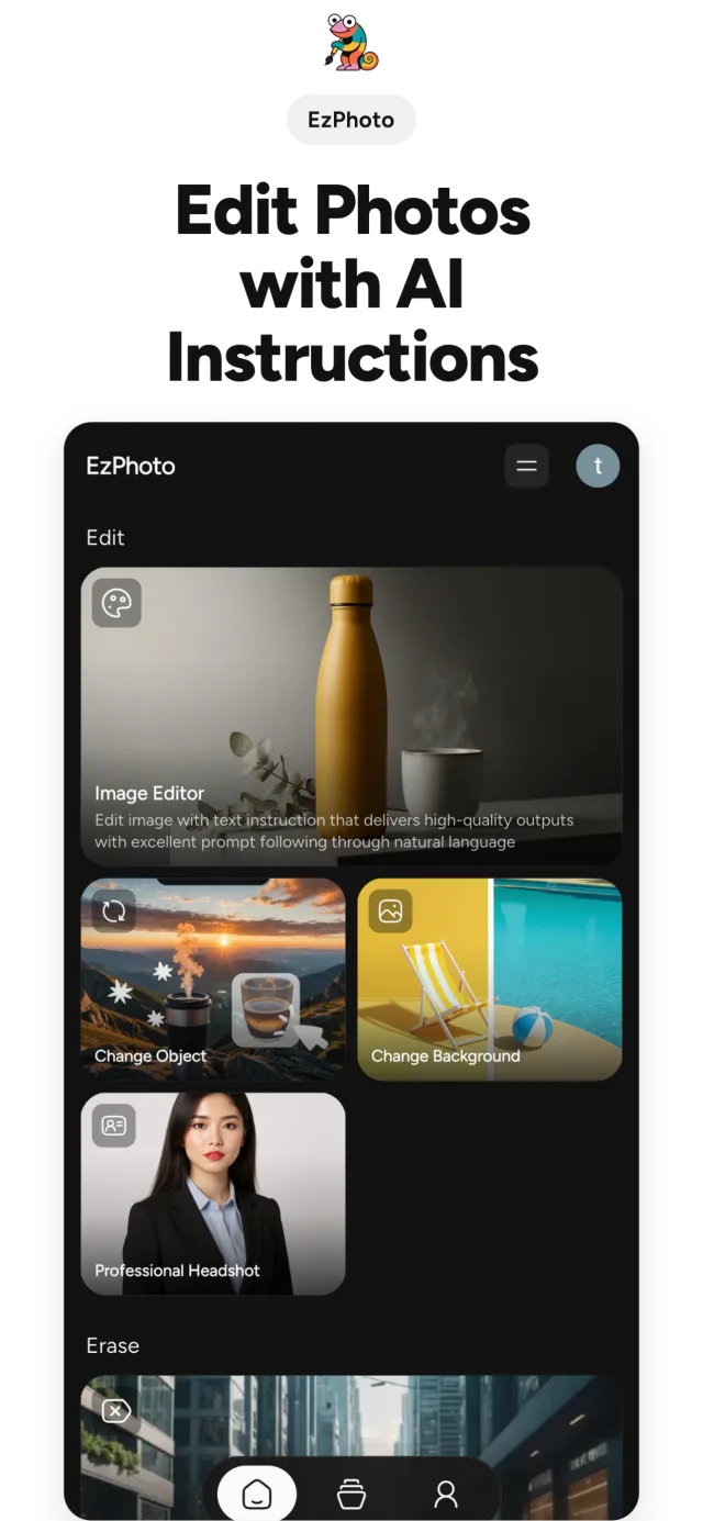 EzPhoto's AI tools on iPhone